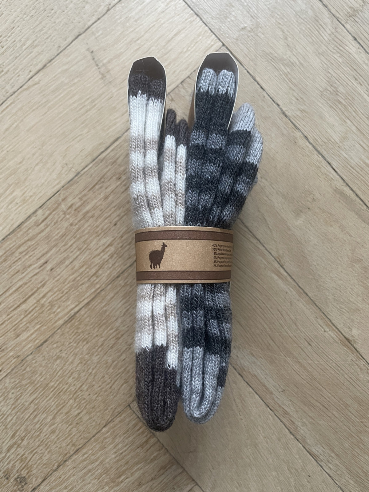 BØRNE ULDSOKKER ALPAKA - GRÅ/HVID/BEIGE (2 PAR)